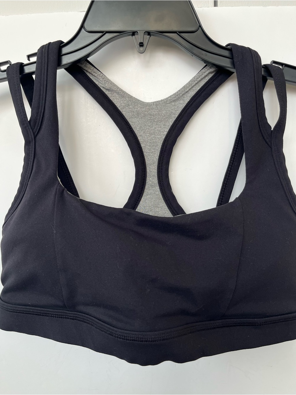 lululemon Splendor Black Racerback Sports Bra with Gray Lining